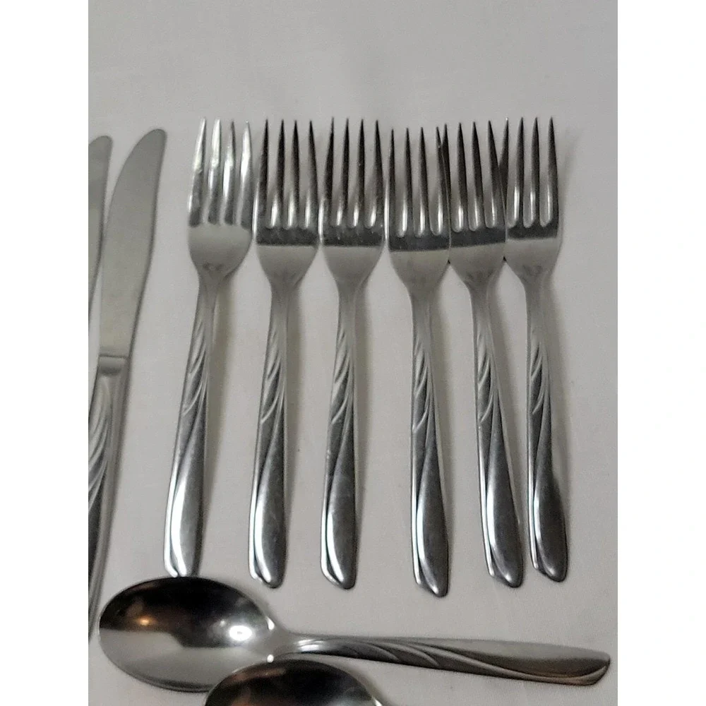Silco USA Vintage Mid Century Stainless Flatware Wavy Pattern IN125 Lot Of 25